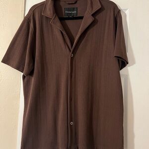 Christian Lacroix Dark Brown Button-Up Shirt with Label Detail